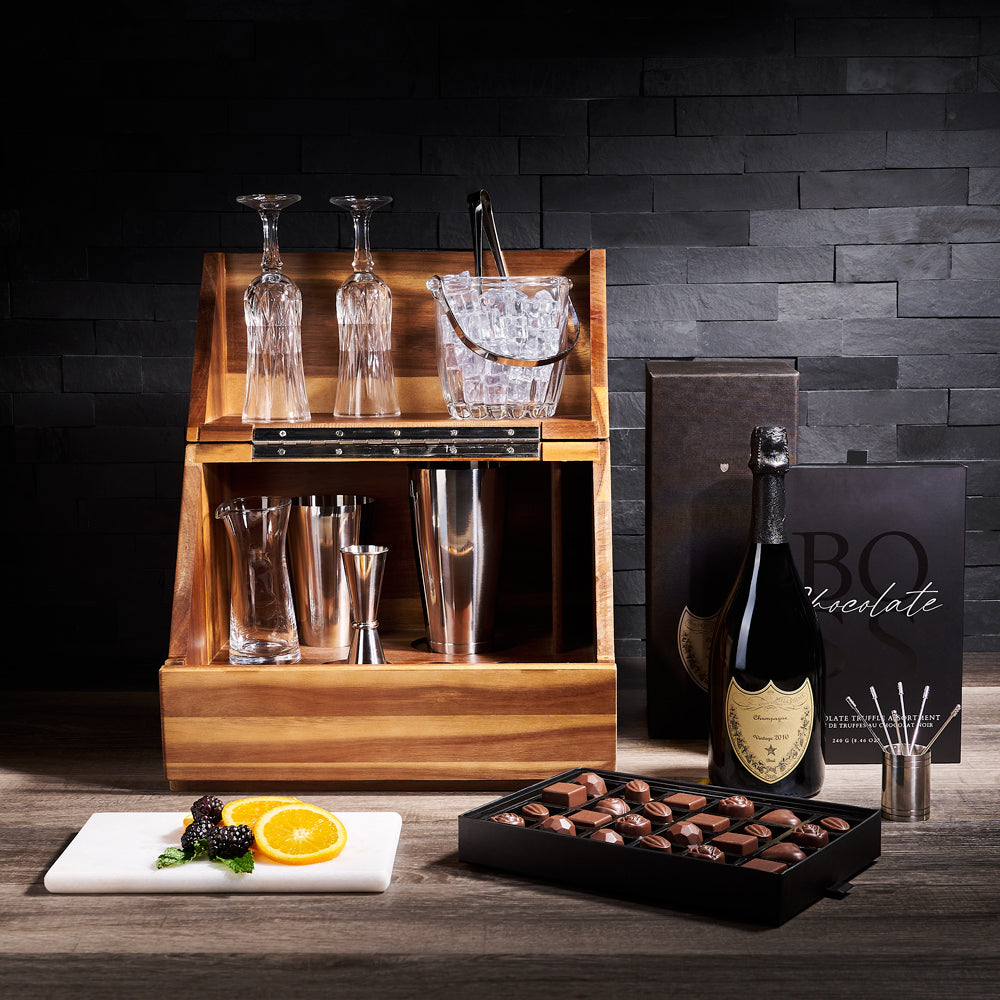 Sparkling Wine & Table Top Bar Gift, sparkling wine gift, sparkling wine, champagne, champagne gift, bar gift, barkeeper gift