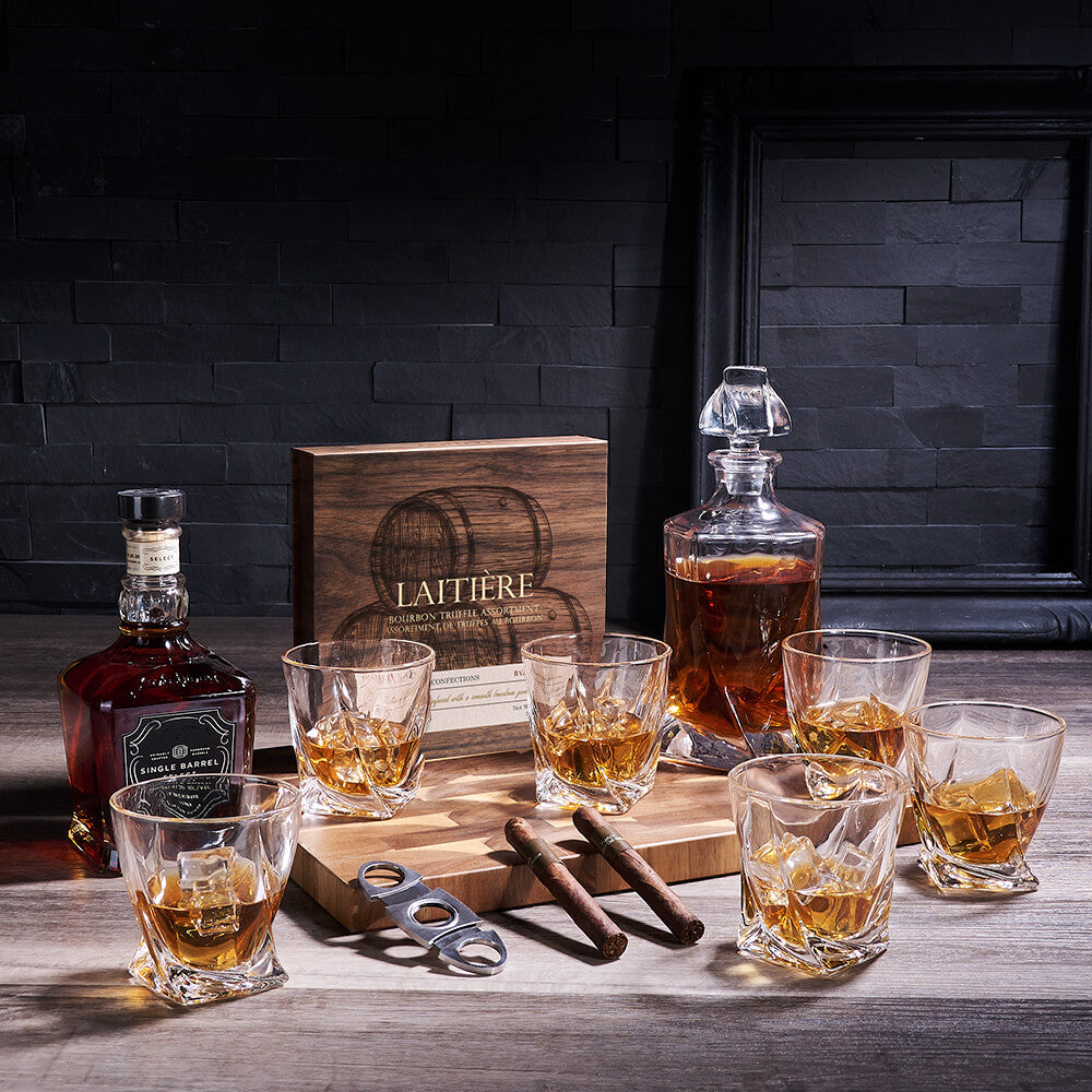 A Night In Decanter &amp; Cigar Gift, liquor gift, liquor, gourmet gift, gourmet, cigar gift, cigar