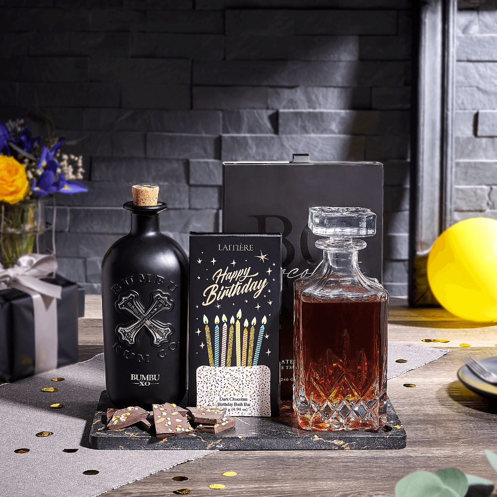 Birthday Bash Spirits Gift, liquor gift, liquor, birthday gift, birthday, chocolate gift, chocolate, USA delivery