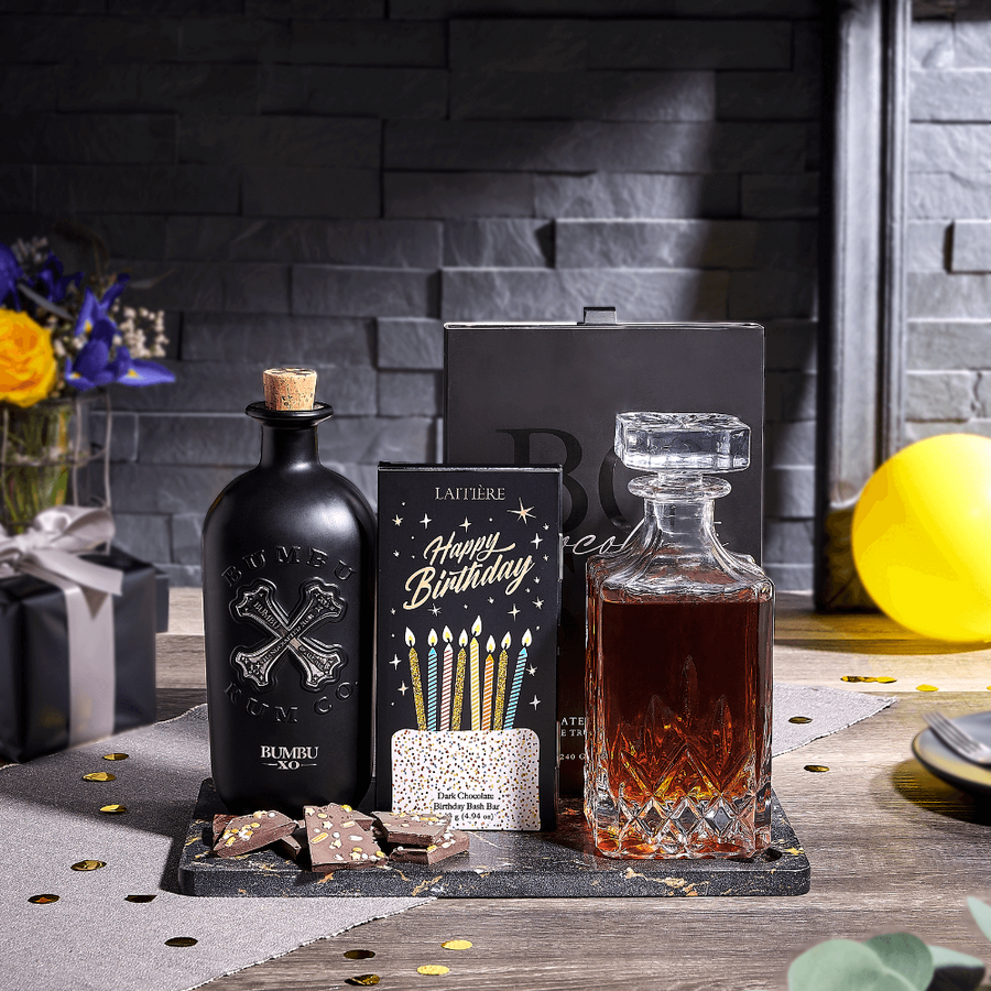 Birthday Bash Spirits Gift, liquor gift, liquor, birthday gift, birthday, chocolate gift, chocolate, USA delivery