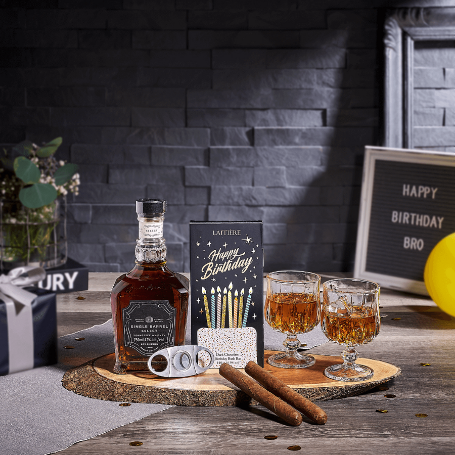 Birthday Spirits & Cigar Gift, birthday gift, birthday, liquor gift, liquor, cigar gift, cigar, USA delivery