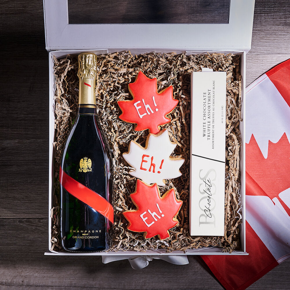 Canada Day Bubbly &amp; Cookie Set, canada day gift, canada day, gourmet gift, gourmet, champagne gift, champagne, sparkling wine gift, sparkling wine