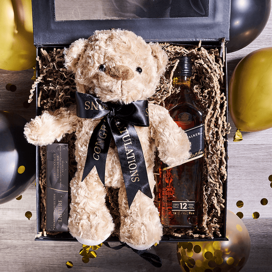 Celebration Liquor & Chocolate Grad Gift, graduation gift, graduation, chocolate gift, chocolate, liquor gift, liquor, plush gift, plush