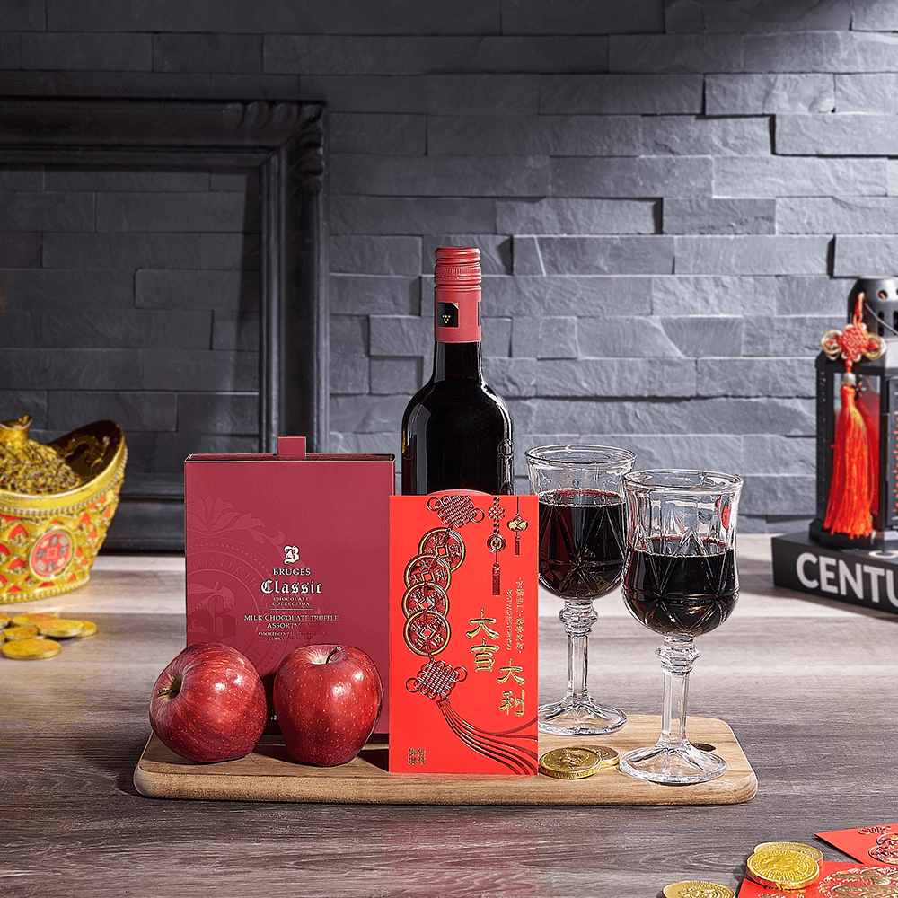 Chinese New Year Gift for Two, wine gift, wine, chinese new year gift, chinese new year, lunar new year gift, lunar new year, USA delivery