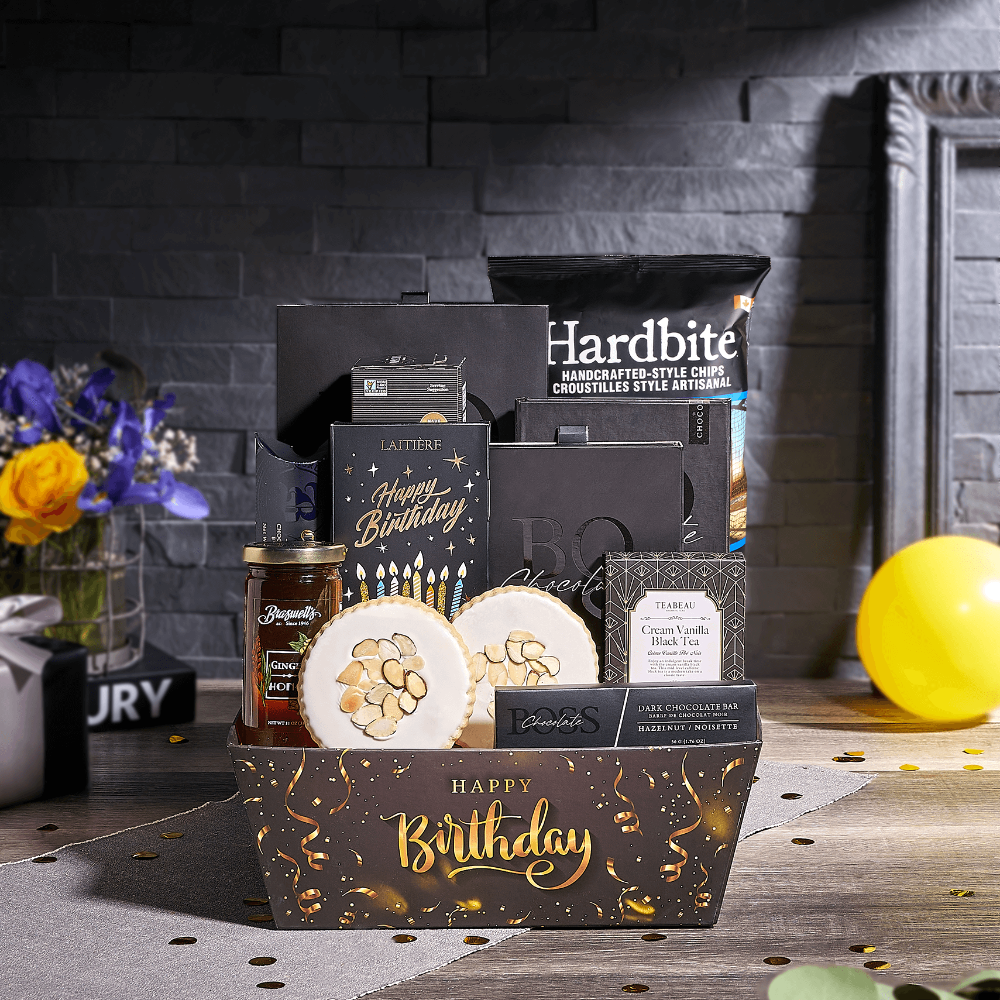 Chocolate & Cookie Birthday Bash Gift, birthday gift, birthday, chocolate gift, chocolate, tea gift, tea, USA delivery