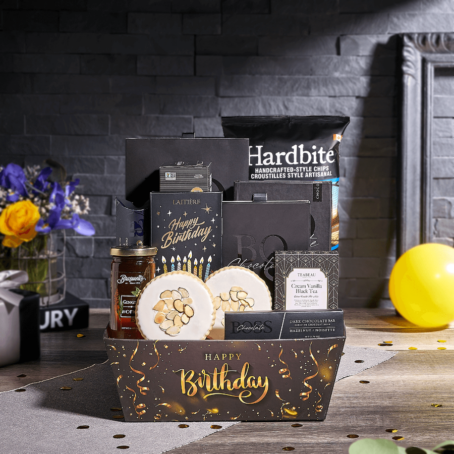 Chocolate & Cookie Birthday Bash Gift, birthday gift, birthday, chocolate gift, chocolate, tea gift, tea, USA delivery