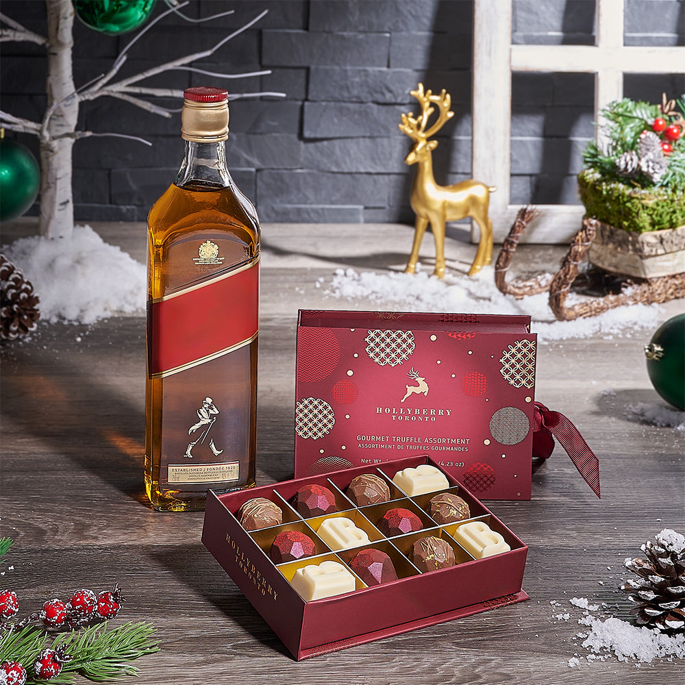 Christmas Liquor &amp; Truffle Gift, christmas gift, christmas, liquor gift, liquor, chocolate gift, chocolate, USA delivery