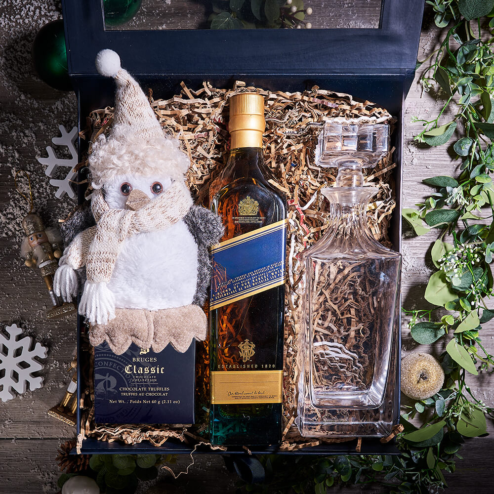 Festive Penguin &amp; Spirits Box, christmas gift, christmas, holiday gift, holiday, gourmet gift, gourmet, liquor gift, liquor