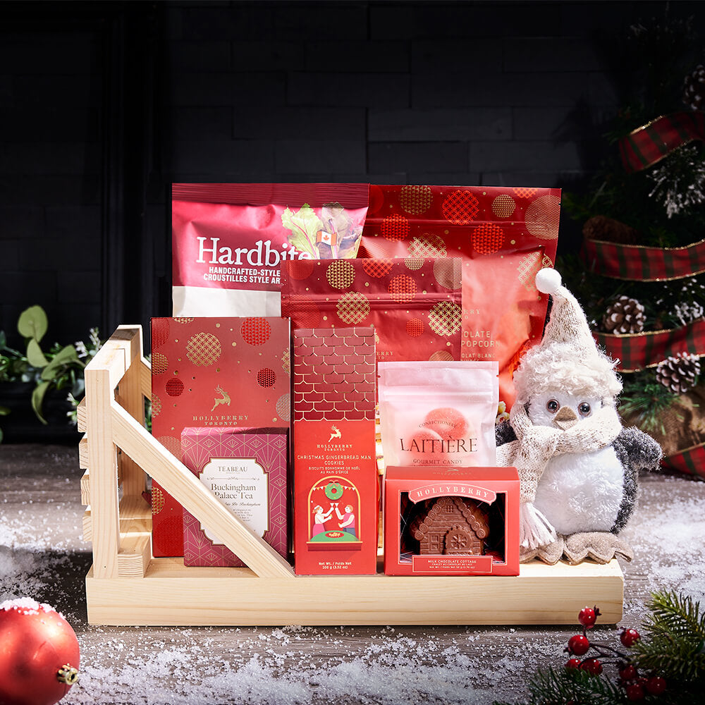Holiday Penguin Tea &amp; Treat Gift, gourmet gift, gourmet, christmas gift, christmas, holiday gift, holiday, tea gift, tea