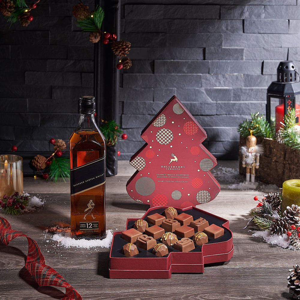 Holiday Spirits &amp; Chocolate Gift Set, christmas gift, christmas, liquor gift, liquor, chocolate gift, chocolate, holiday gift, holiday, USA delivery