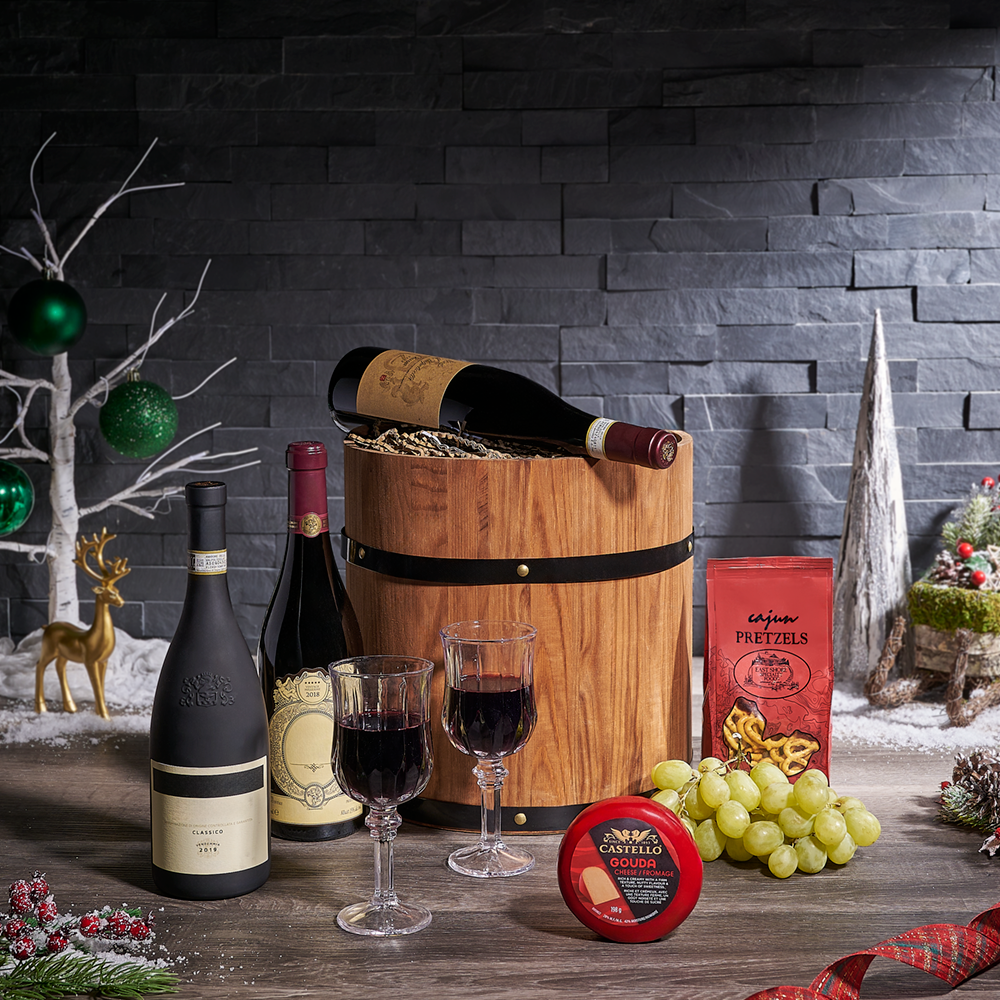 Joyful Holiday Wine Barrel, wine gift, wine, christmas gift, christmas, holiday gift, holiday, USA delivery