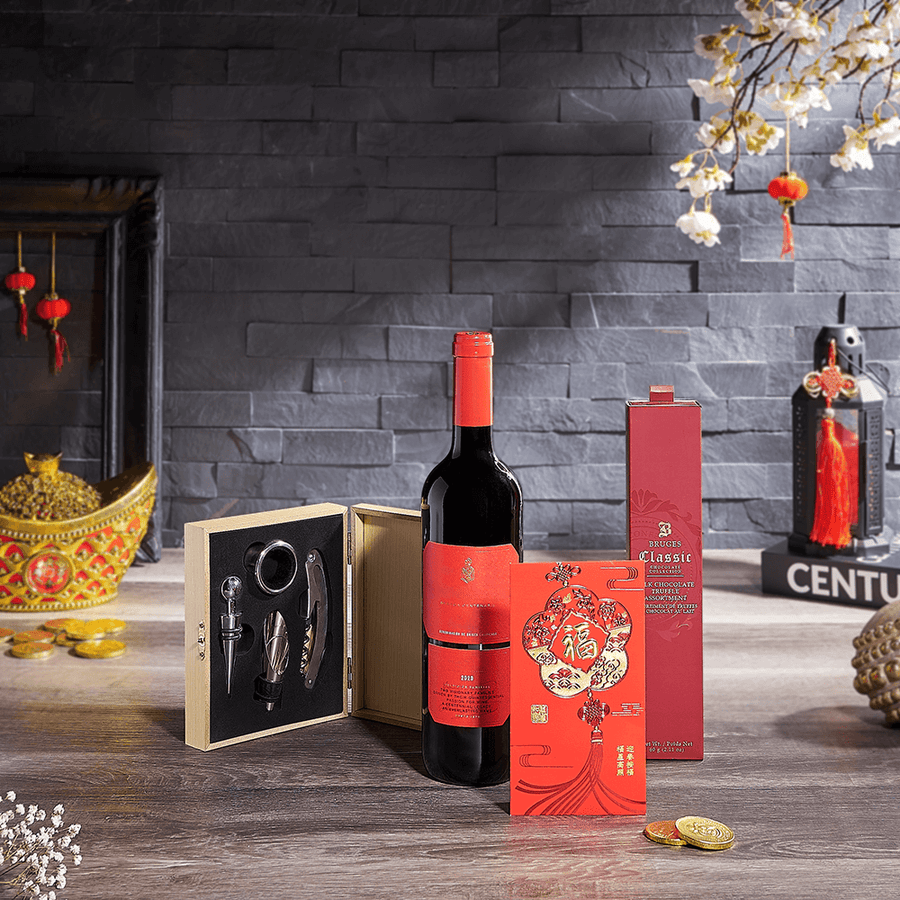 Lucky New Year Wine Gift, wine gift, wine, chinese new year gift, chinese new year, lunar new year gift, lunar new year, USA delivery