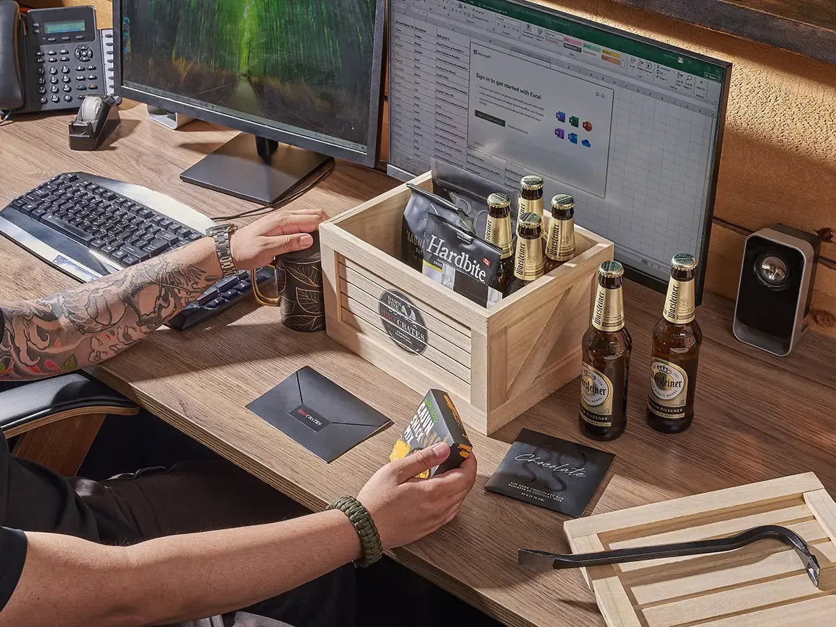 Custom gift crate being assembled