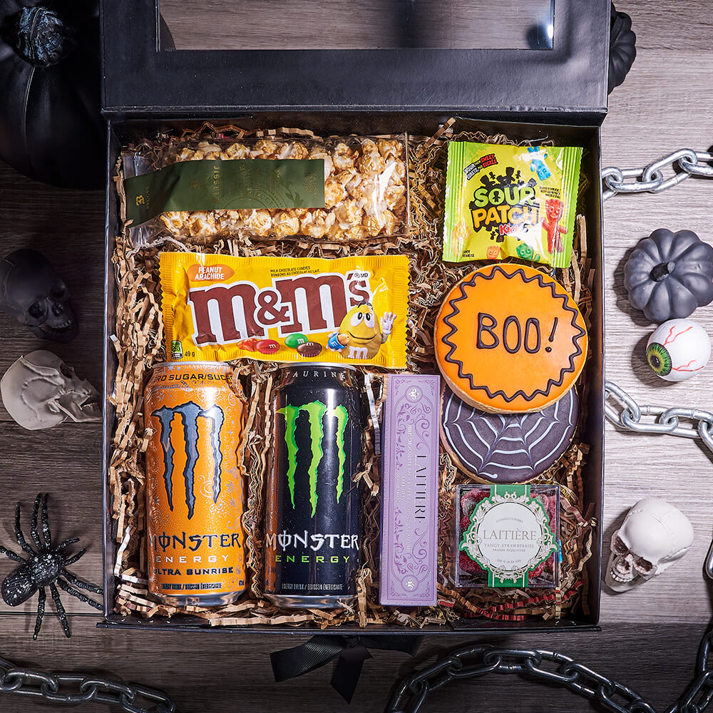 Monstrous Halloween Candy Box, candy gift, candy, halloween gift, halloween, gourmet gift, gourmet, energy drink gift, energy drink