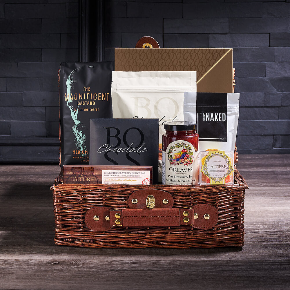 Sweet Morsel Gift Basket, coffee gift, coffee, gourmet gift, gourmet, chocolate gift, chocolate