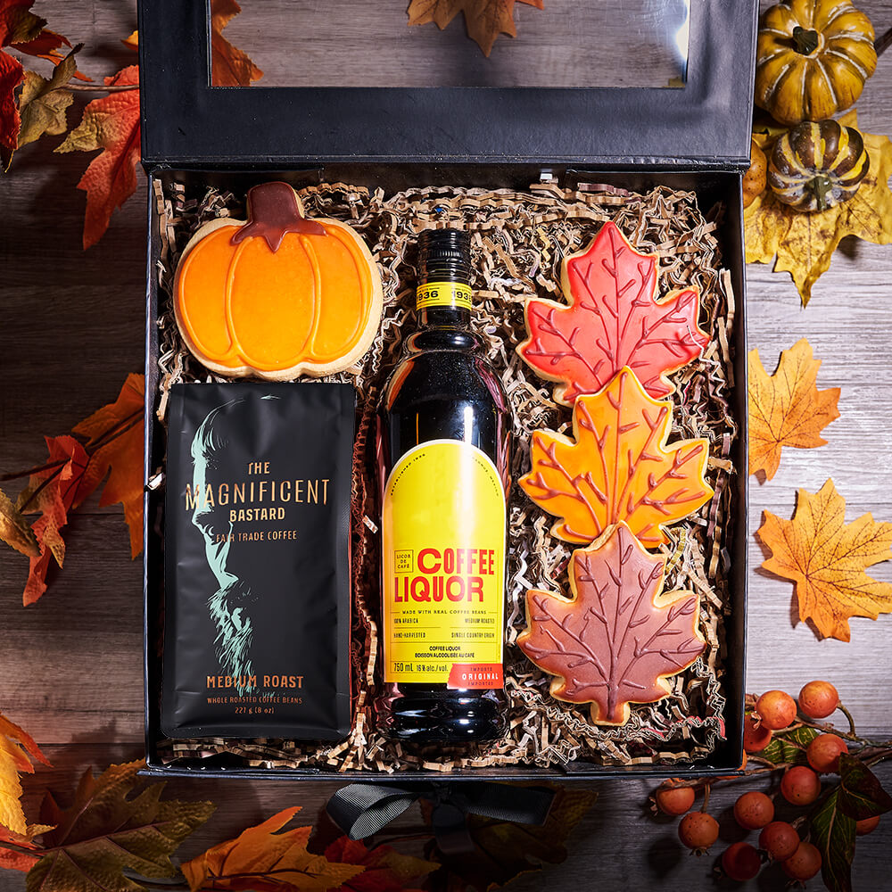 Thanksgiving Cookie &amp; Coffee Box, liquor gift, liquor, gourmet gift, gourmet, cookie gift, cookie, coffee gift, coffee, thanksgiving gift, thanksgiving