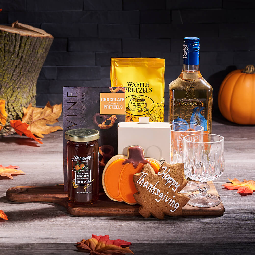 Thanksgiving Snack &amp; Liquor Gift Board, liquor gift, liquor, gourmet gift, gourmet, cookie gift, cookie, thanksgiving gift, thanksgiving, fall gift, fall