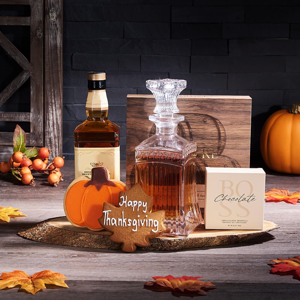 Thanksgiving Spirits & Sweets Gift, liquor gift, liquor, chocolate gift, chocolate, thanksgiving gift, thanksgiving, fall gift, fall