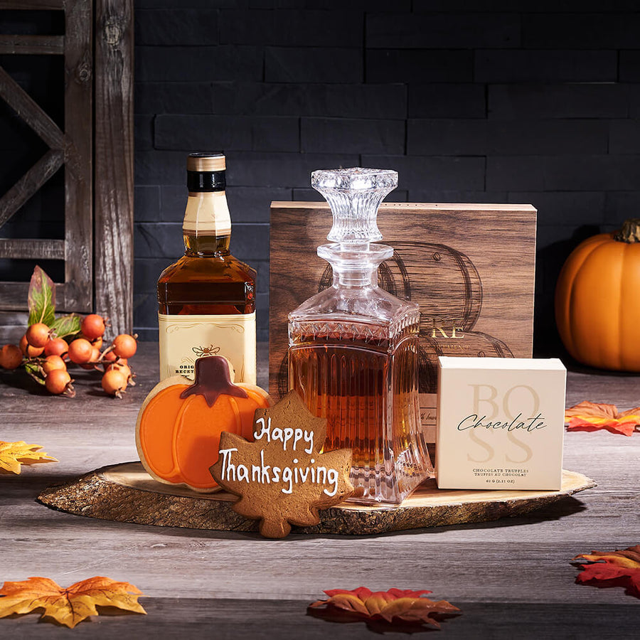 Thanksgiving Spirits & Sweets Gift, liquor gift, liquor, chocolate gift, chocolate, thanksgiving gift, thanksgiving, fall gift, fall