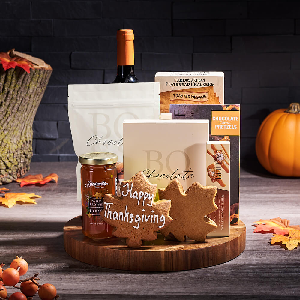 Thanksgiving Wine & Snack Board, wine gift, wine, gourmet gift, gourmet, chocolate gift, chocolate, thanksgiving gift, thanksgiving