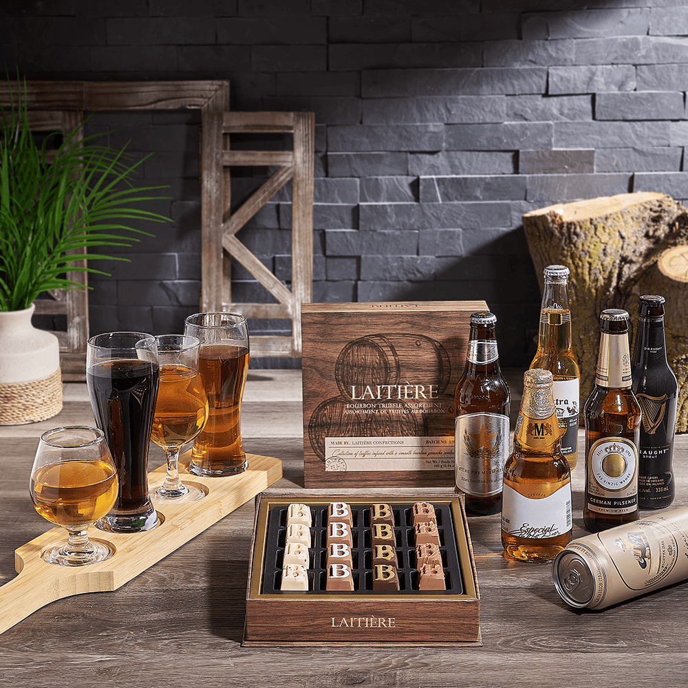 Truffle & Beer Flight Gift Set, beer gift, beer, beer flight gift, beer flight, chocolate gift, chocolate, US delivery
