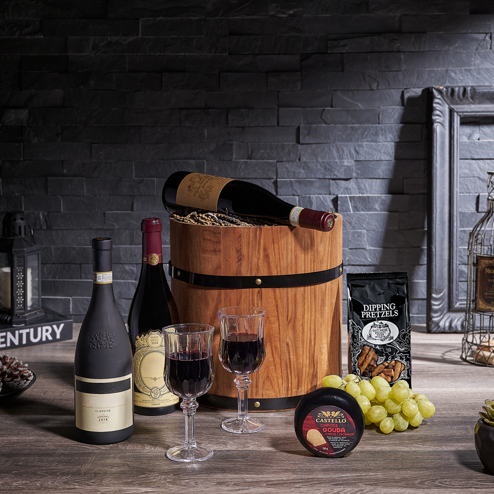 Wine Trio Gift Barrel - Premium Wines, wine gift, wine, luxury gift, luxury, USA delivery