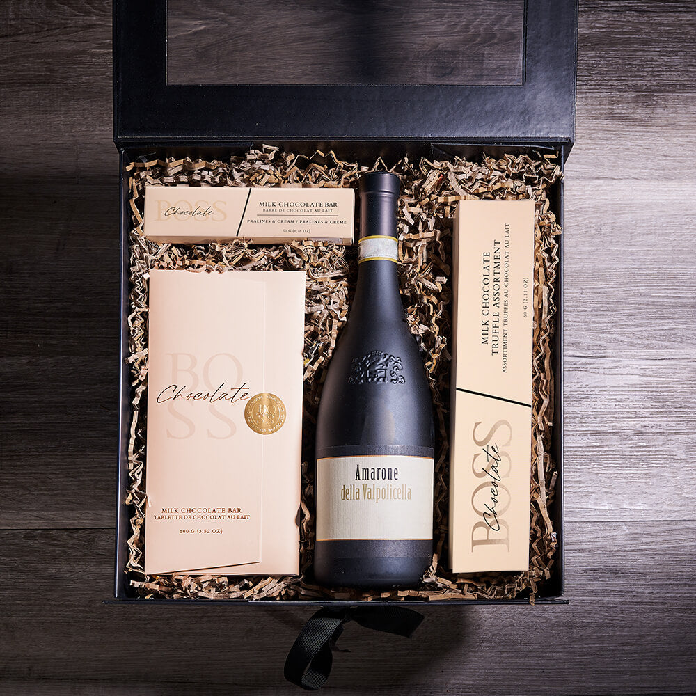 Wine &amp; Milk Chocolate Gift, wine gift, wine, gourmet gift, gourmet, chocolate gift, chocolate