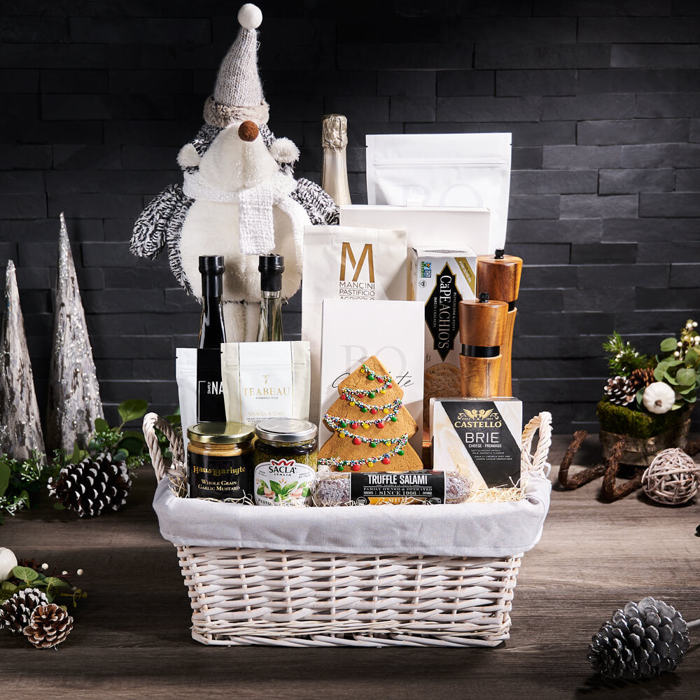 Christmas Champagne &amp; Pasta Gift Basket, christmas gift, christmas, holiday gift, holiday, champagne gift, champagne, sparkling wine gift, sparkling wine, gourmet gift, gourmet