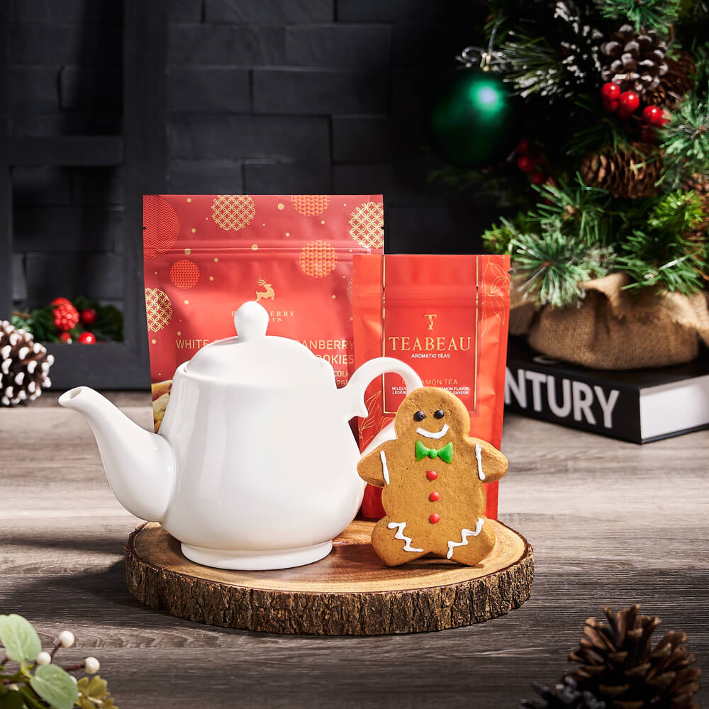 Christmas Tea Time Gift Set, christmas gift basket, christmas gift, christmas, holiday gift basket, holiday gift, holiday, gourmet gift basket, gourmet gift, gourmet, gift