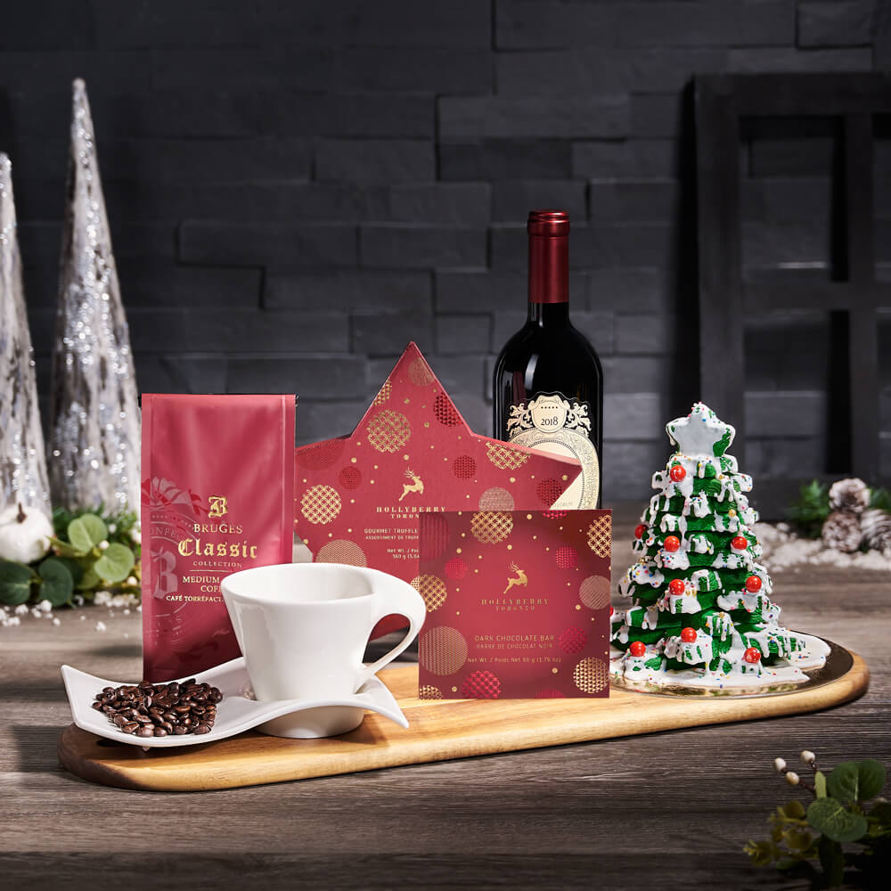 Coffee &amp; Christmas Tree Gift Set, wine gift, wine, christmas gift, christmas, holiday gift, holiday, cookie gift, cookie