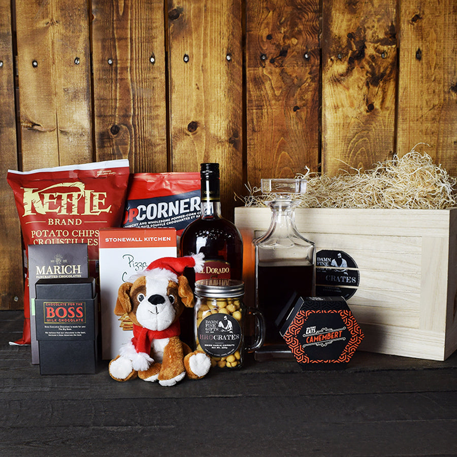 Festive Luxury Liquor BroCrate, liquor gift crates, Christmas gift crates