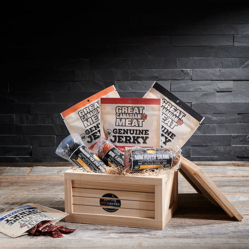 Pound Of Meat BroCrate, gifts for men, salami, beef jerky