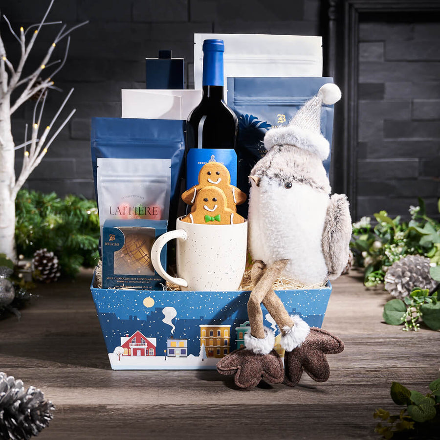 Holiday Bird Wine Gift, wine gift, wine, gourmet gift, gourmet, christmas gift, christmas, holiday gift, holiday, chocolate gift, chocolate