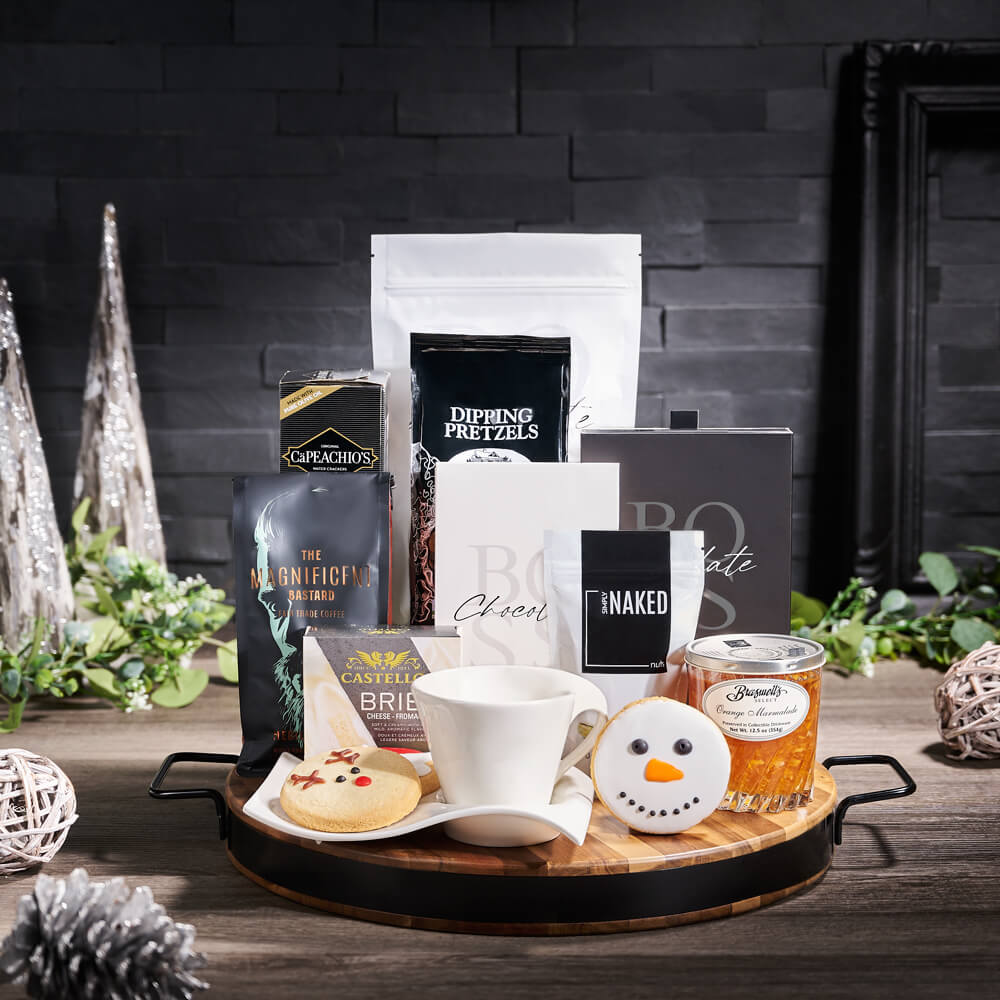 Holiday Coffee &amp; Gourmet Snack Board, christmas gift, christmas, holiday gift, holiday, gourmet gift, gourmet, chocolate gift, chocolate, coffee gift, coffee