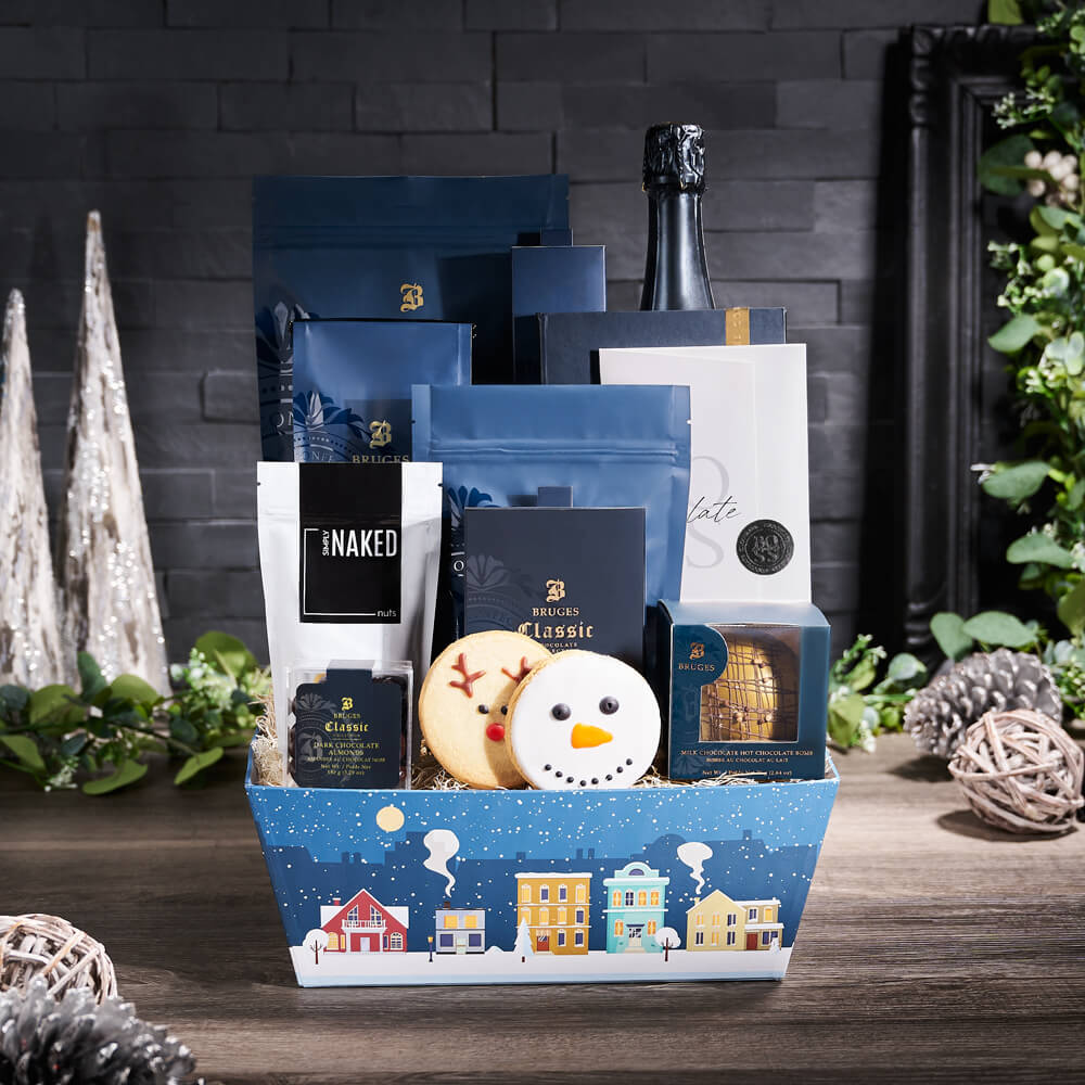 Holiday Variety Chocolate &amp; Bubbly Gift, christmas gift, christmas, holiday gift, holiday, gourmet gift, gourmet, sparkling wine gift, sparkling wine, champagne gift, champagne