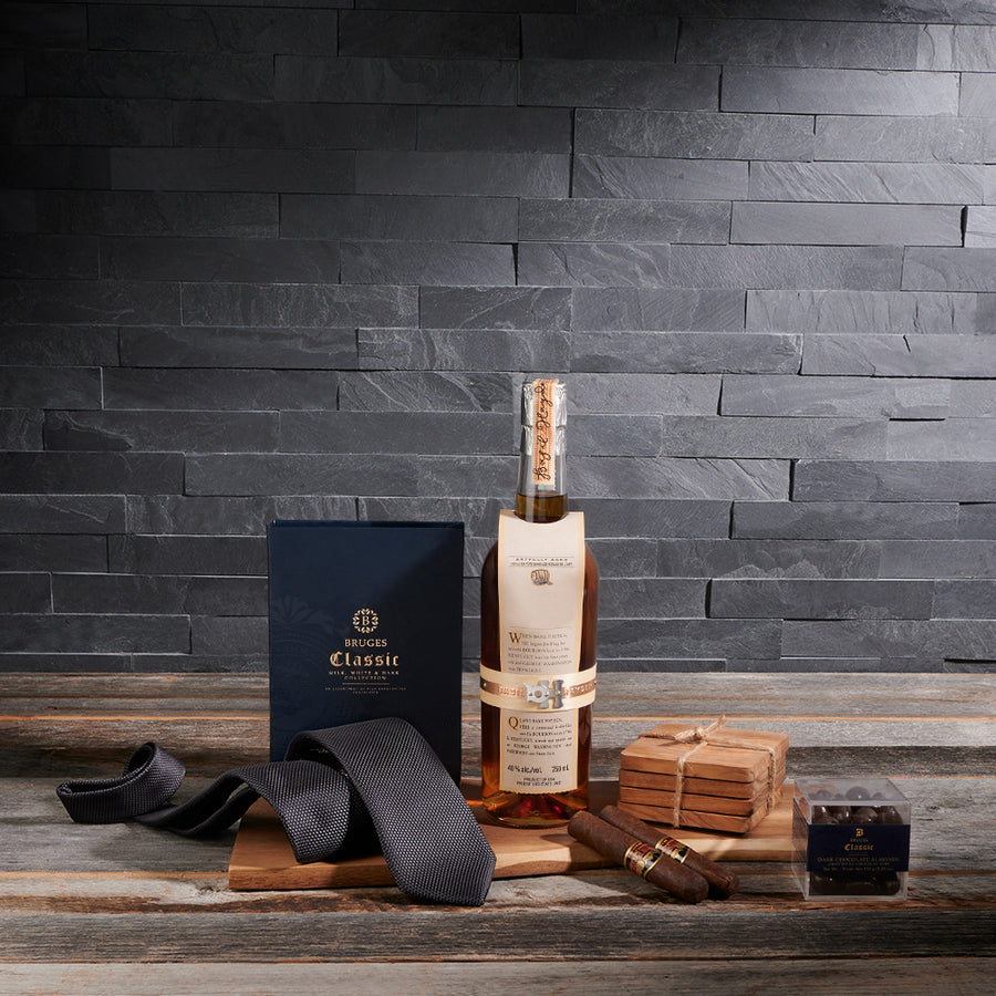 The Classy Gentleman Liquor Basket, liquor gift baskets, gourmet gifts, gifts, liquor