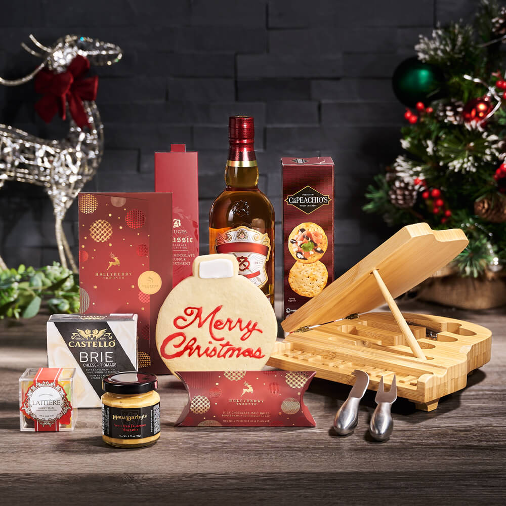 Jolly Holiday Liquor &amp; Piano Cheese Board, christmas gift, christmas, holiday gift, holiday, gourmet gift, gourmet, liquor gift, liquor