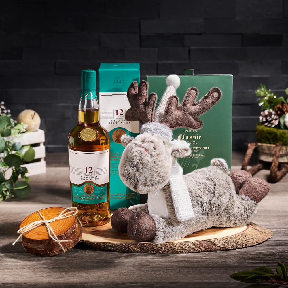 Joyful Reindeer &amp; Liquor Holiday Gift, christmas gift, christmas, holiday gift, holiday, chocolate gift, chocolate, liquor gift, liquor