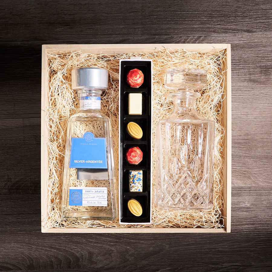 Ultimate Decanter & Truffle BroCrate, liquor gift, liquor, fathers day, fathers day gift, chocolate gift, chocolates