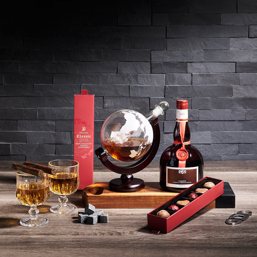 Grand Respite Decanter Gift, liquor gift, liquor, chocolate gift, chocolate, decanter, decanter gift set, fathers day gift, fathers day