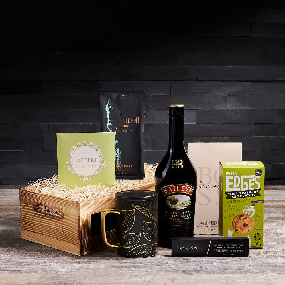 Coffee &amp; Cream Gift Crate, gourmet gift, st patricks day gift, coffee gift set