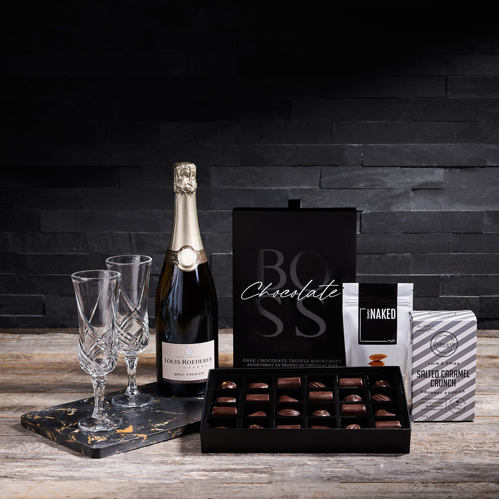 The Sweets &amp; Champagne for Two BroCrate, champagne gift, gourmet gift