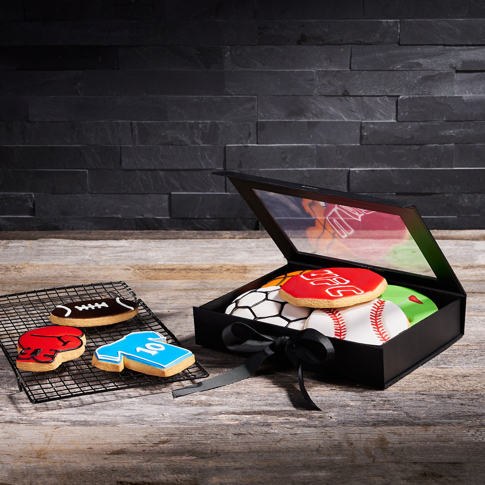 Sports Fan Cookie Box, gourmet gift, cookie gift, cookie box, sports gift