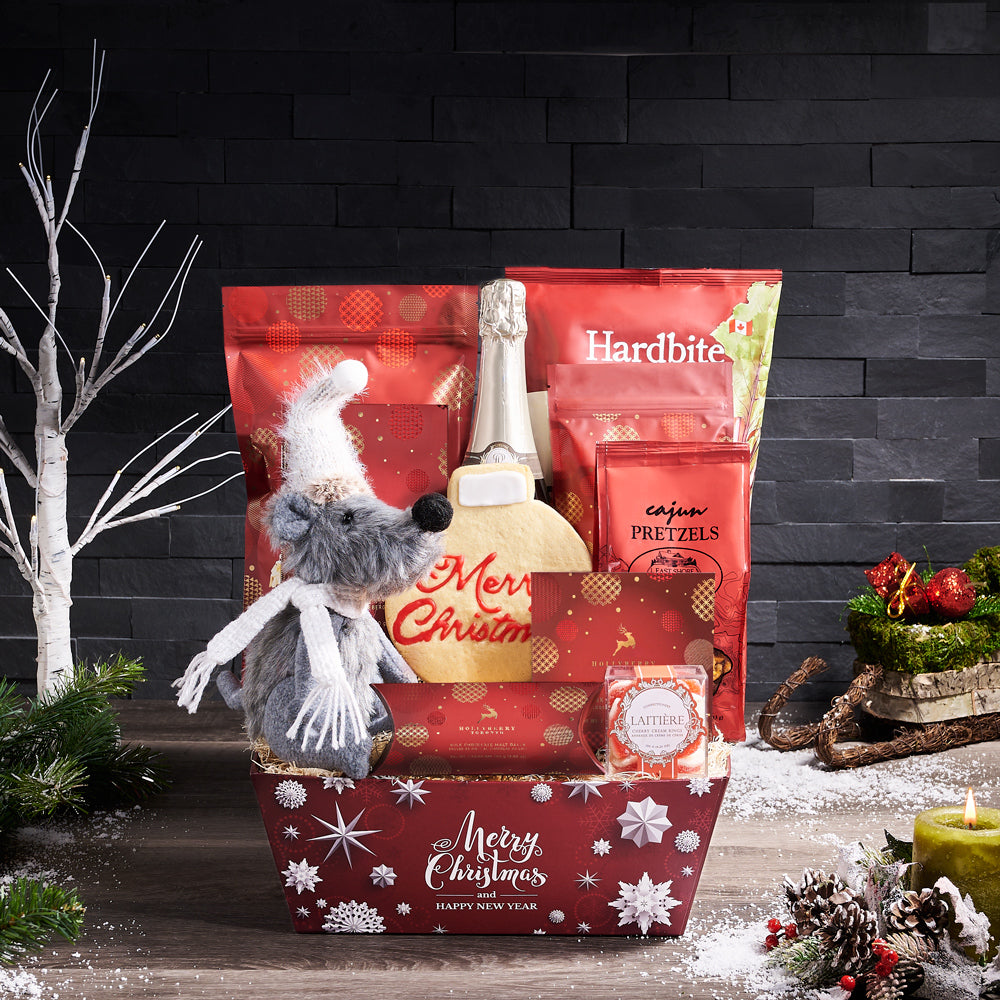 Holiday Mouse & Champagne Gift Tray, christmas gift basket, christmas gift, christmas, holiday gift basket, holiday gift, holiday, sparkling wine gift basket, sparkling wine gift, sparkling wine, gourmet gift basket, gourmet gift, gourmet, champagne gift basket, champagne gift, champagne