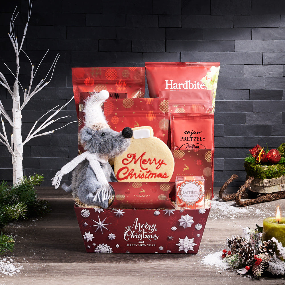 Holiday Mouse &amp; Gourmet Gift Tray, christmas gift basket, christmas gift, christmas, holiday gift basket, holiday gift, holiday, gourmet gift basket, gourmet gift, gourmet
