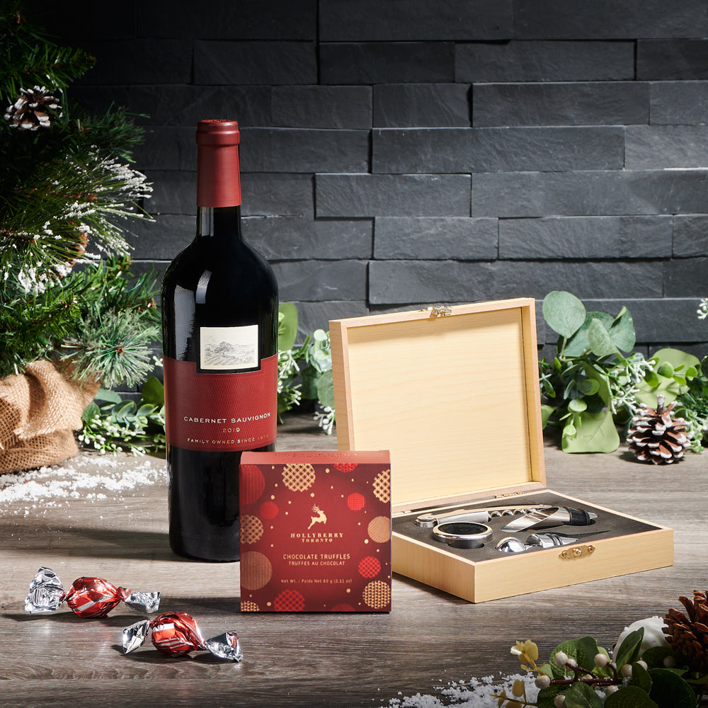 Christmas Wine &amp; Tool Gift Set, wine gift basket, wine gift, wine, christmas gift basket, christmas gift, christmas, gift, holiday gift basket, holiday gift, holiday