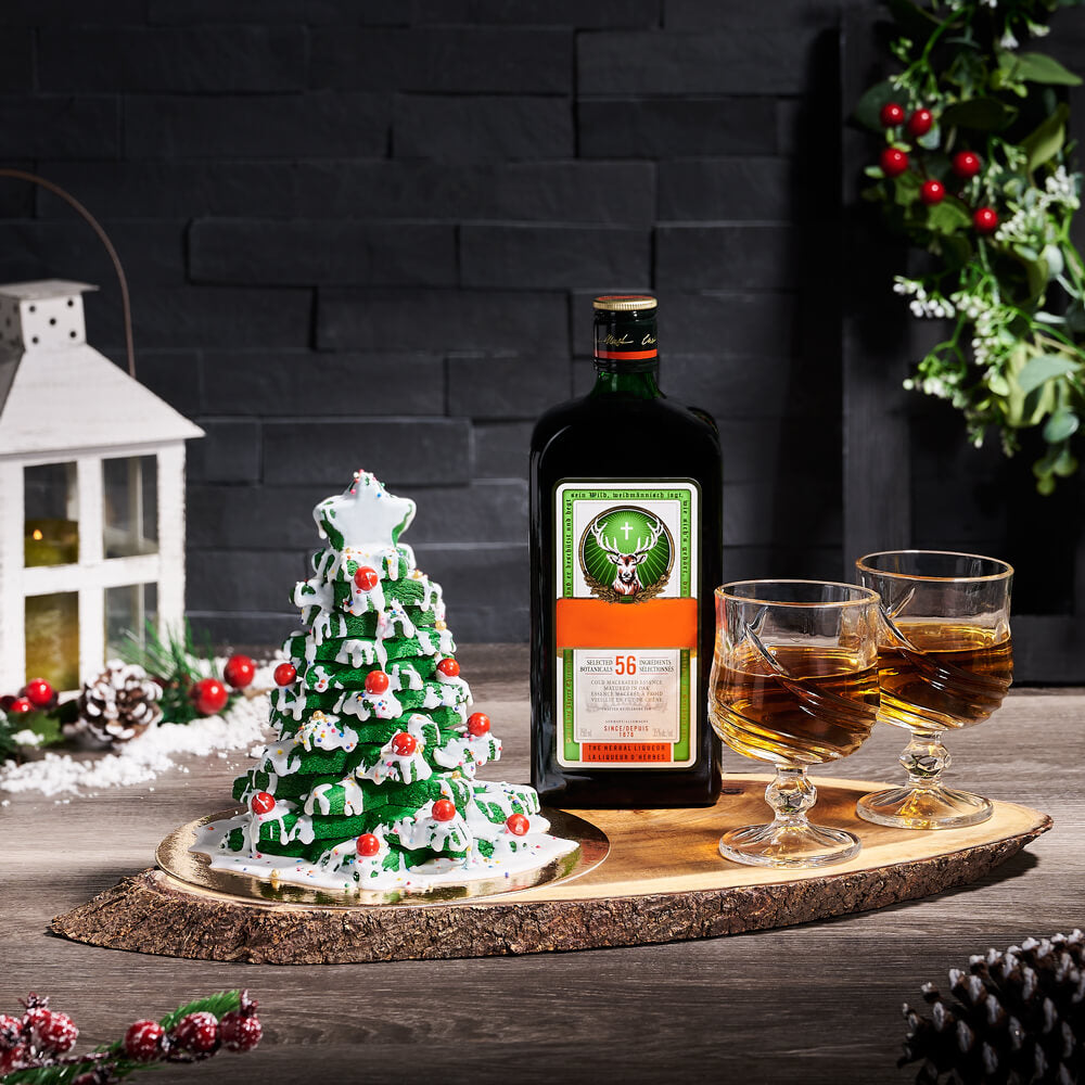 Spirits &amp; Christmas Tree Cookie Gift, christmas gift, christmas, holiday gift, holiday, cookie gift, cookie, liquor gift, liquor, gift