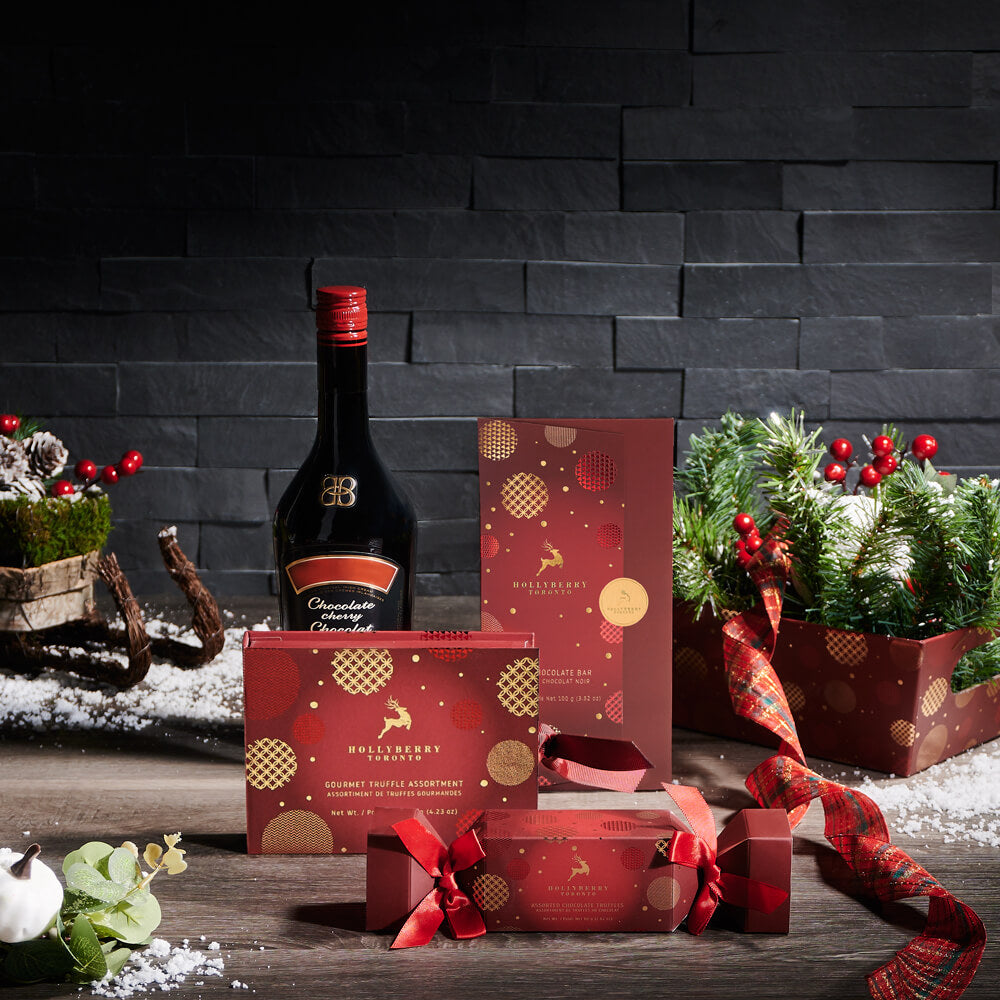 Spirits &amp; Holiday Cracker Gift Set, christmas gift, christmas, holiday gift, holiday, gourmet gift, gourmet, chocolate gift, chocolate, liquor gift, liquor