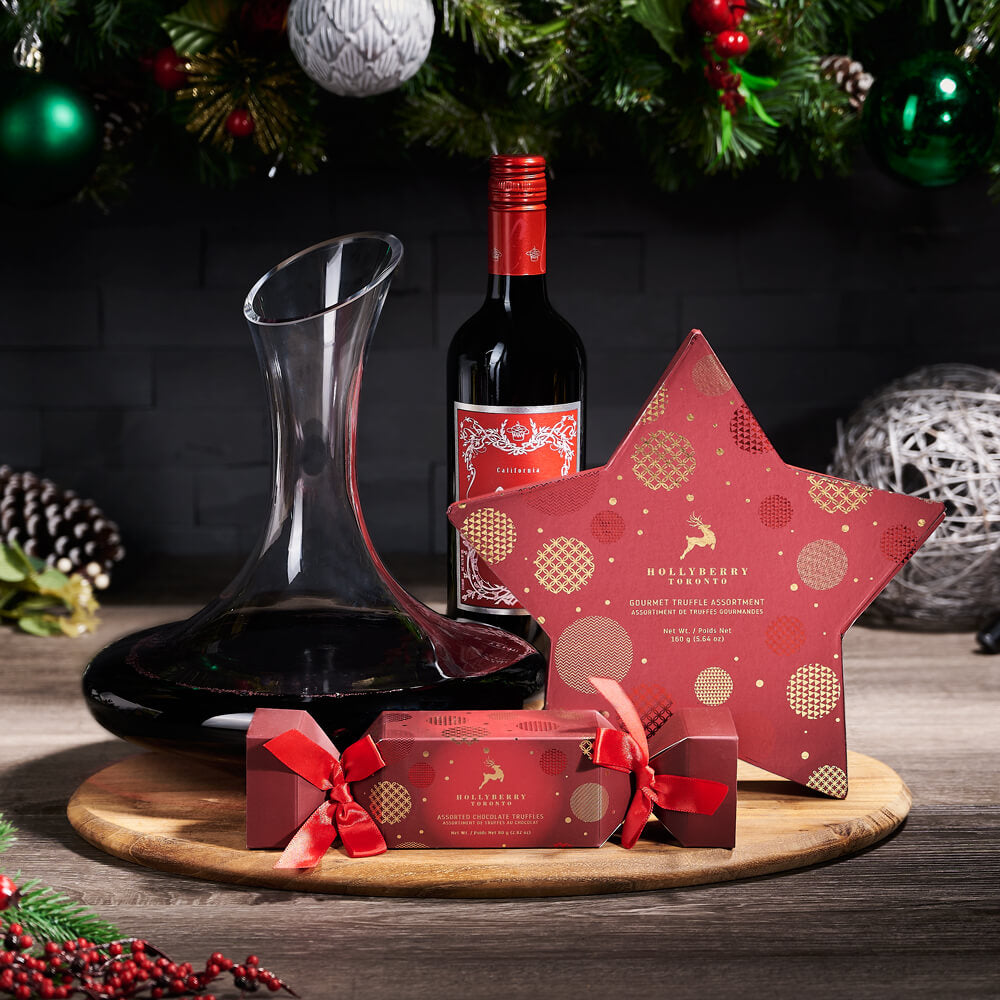 Star of Christmas Wine &amp; Decanter Gift, christmas gift, christmas, holiday gift, holiday, wine gift, wine, chocolate gift, chocolate, decanter gift, decanter