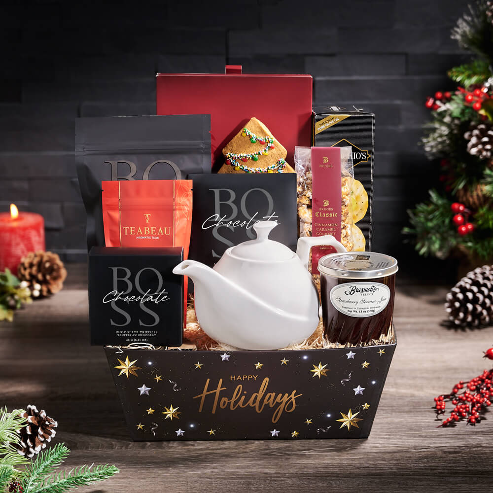 Tea Pot &amp; Gourmet Holiday Gift, christmas gift, christmas, holiday gift, holiday, tea gift, tea, tea pot gift, tea pot, gourmet gift, gourmet